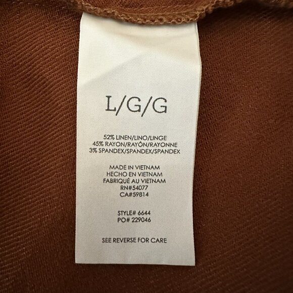 cabi Large Linen Cruise Button Sleeveless Top Shirt Brown Rust Boho Western 6644 - Picture 10 of 11